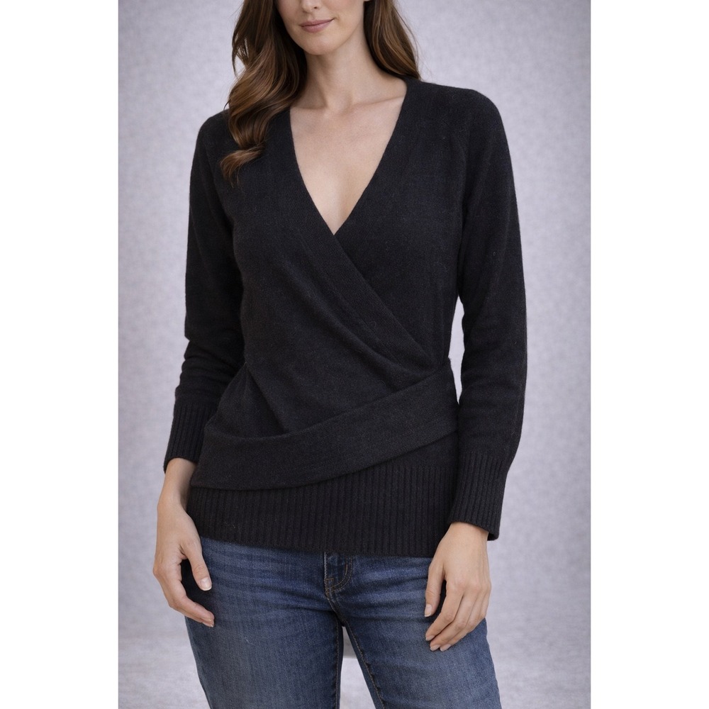 Tracy Reese Wool‎ Angora Cashmere Blend Wrap Sweater Black Size M